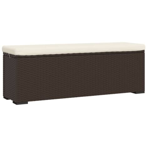 Panca Ottomana con Cuscino Marrone 110x30x40 cm in Polyrattan vidaXL
