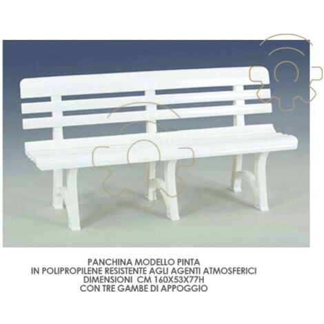 panca panchina bianca olimpia in polipropilene 160 x 53 x h 77 colore bianco