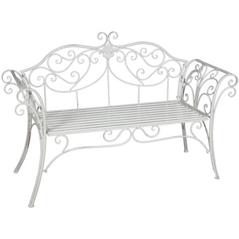 Panca panchina panchetta divanetto seduta da Giardino da esterno da parco da ingresso da interno outdoor in ferro colore bianco