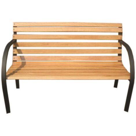 Panca Panchina poltrona leggera in ghisa nera con assi in legno naturale cm.122x65x79h giardino parco terrazza