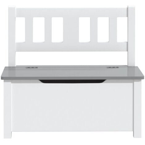 Panca per Bambini Cassapanca per Giocattoli in Legno MDF 60x30x55 cm -  Bianco Grigio