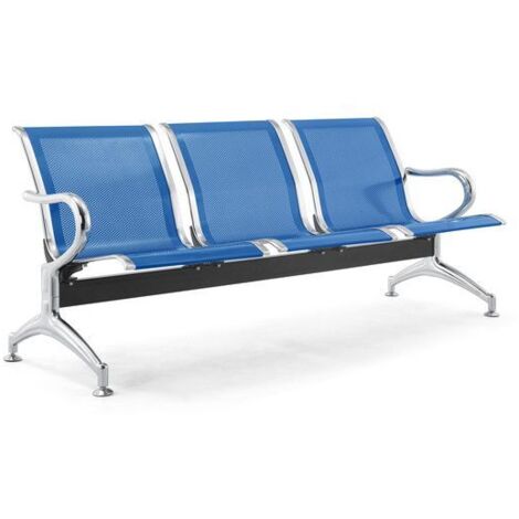 Panca Per Sale D'Attesa 3 Posti In Acciaio Microforato Serena Group Blu - SJ830B-3