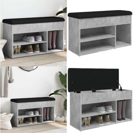 Panca per Scarpe Grigio Cemento 82x32x45,5cm Legno Multistrato - Scarpiera - Panca da corridoio