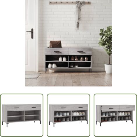 Panca per scarpe -  Panca Porta Scarpe Grigio Sonoma 102x35x55 cm Legno Multistrato
