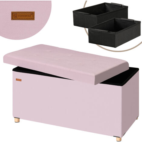 Panca pieghevole in velluto rosa 76x38x42cm con spazio di