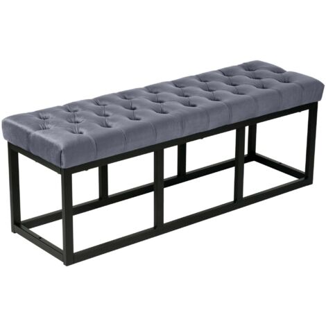 Panca Polson velluto nero grigio 120 cm
