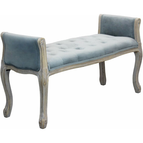 Panca poltrona da interno in legno e tessuto seduta comoda MARYLEAN -  AliceBlue