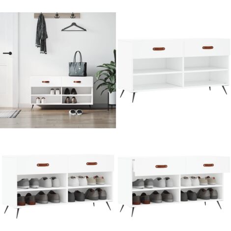 Panca Porta Scarpe Bianca 102x35x55 cm in Legno Multistrato - Panca in legno - Panca per scarpe