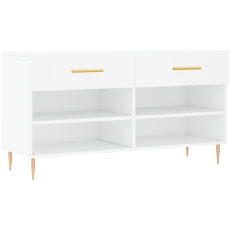Panca Porta Scarpe Bianca 102x35x55 cm in Legno Multistrato vidaXL