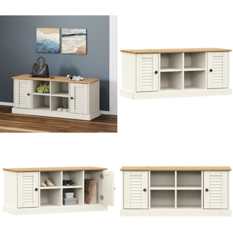 Panca Porta Scarpe Bianca VIGO 106x35x45 cm Legno Massello Pino - Porta scarpe - Legno massello