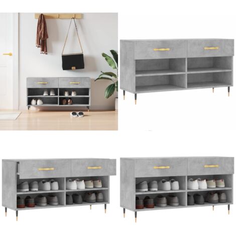 Panca Porta Scarpe Grigio Cemento 102x35x55cm Legno Multistrato - Panca per scarpe - Ripostiglio scarpe
