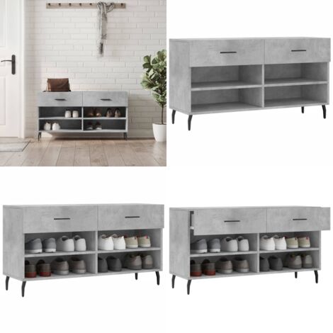 Panca Porta Scarpe Grigio Cemento 102x35x55cm Legno Multistrato - Panca per scarpe - Ripostiglio scarpe