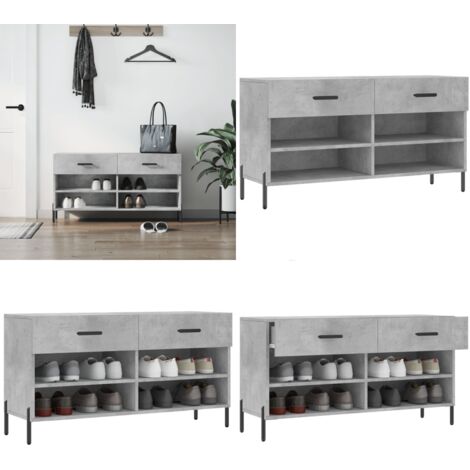 Panca Porta Scarpe Grigio Cemento 102x35x55cm Legno Multistrato - Panca per scarpe - Ripostiglio scarpe