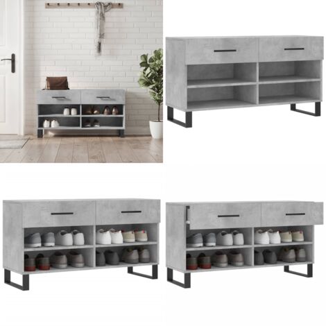 Panca Porta Scarpe Grigio Cemento 102x35x55cm Legno Multistrato - Panca per scarpe - Ripostiglio scarpe