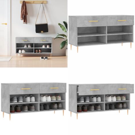 Panca Porta Scarpe Grigio Cemento 102x35x55cm Legno Multistrato - Panca per scarpe - Ripostiglio scarpe