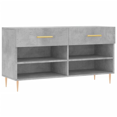 Panca Porta Scarpe Grigio Cemento 102x35x55cm Legno Multistrato vidaXL