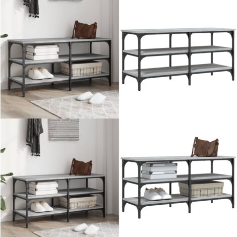 Panca Porta Scarpe Grigio Sonoma 100x38,5x49 Legno Multistrato - Scarpiera corridoio - Panca da salotto