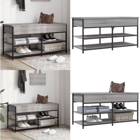 Panca Porta Scarpe Grigio Sonoma 100x42,5x50 Legno Multistrato - Scarpiera - Panca da corridoio