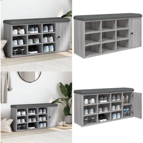 Panca Porta Scarpe Grigio Sonoma 102x32x50 cm Legno Multistrato - Scarpiera - Panca da corridoio
