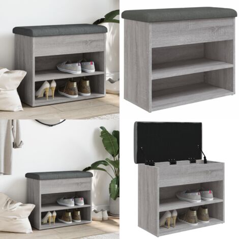 Panca Porta Scarpe Grigio Sonoma 62x32x50 cm Legno Multistrato - Scarpiera - Panca da corridoio