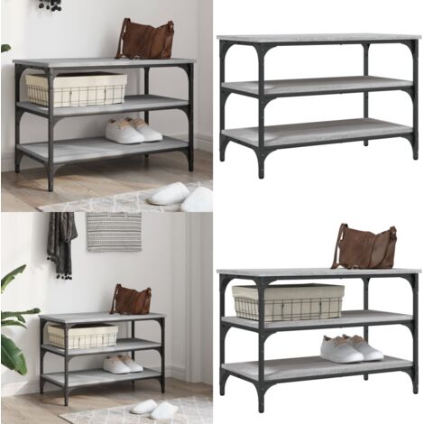 Panca Porta Scarpe Grigio Sonoma 70x38,5x49cm Legno Multistrato - Scarpiera corridoio - Panca da salotto
