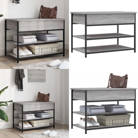 Panca Porta Scarpe Grigio Sonoma 70x42,5x50cm Legno Multistrato - Scarpiera - Panca da corridoio