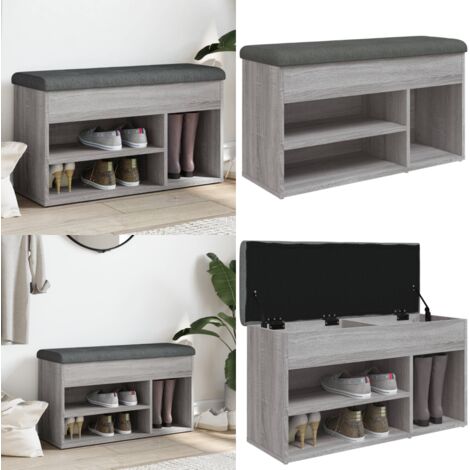 Panca Porta Scarpe Grigio Sonoma 82x32x45,5cm Legno Multistrato - Panca da corridoio - Scarpiera