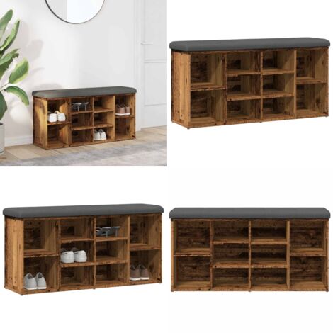 Panca Porta Scarpe Legno Antico 102x32x50 cm Legno Multistrato - Scarpiera - Panca da corridoio