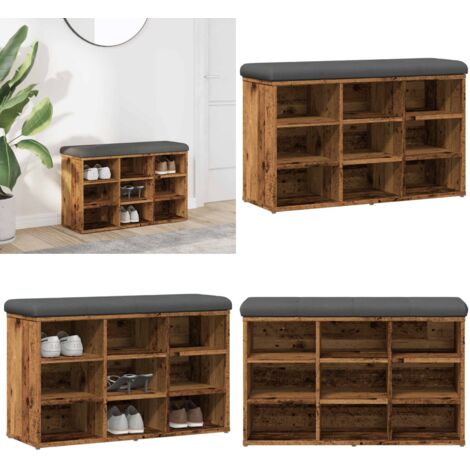 Panca Porta Scarpe Legno Antico 82x32x50 cm Legno Multistrato - Scarpiera - Panca da corridoio