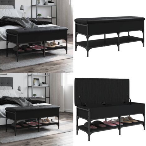 Panca Porta Scarpe Nera 102x42x45 cm in Legno Multistrato - Scarpiera - Panca da corridoio