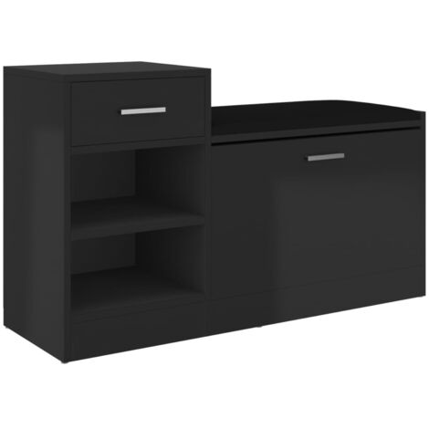 Panca Porta Scarpe Nero Lucido 94,5x31x57cm Legno Multistrato vidaXL