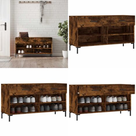 Panca Porta Scarpe Rovere Fumo 102x35x55 cm Legno Multistrato - Ripiano per scarpe - Mobile per scarpe