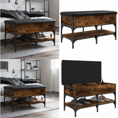 Panca Porta Scarpe Rovere Fumo 82x42x45 cm in Legno Multistrato - Scarpiera - Panca in legno