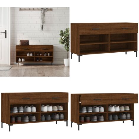 Panca Porta Scarpe Rovere Marrone 102x35x55cm Legno Multistrato - Panca in legno - Panca marrone
