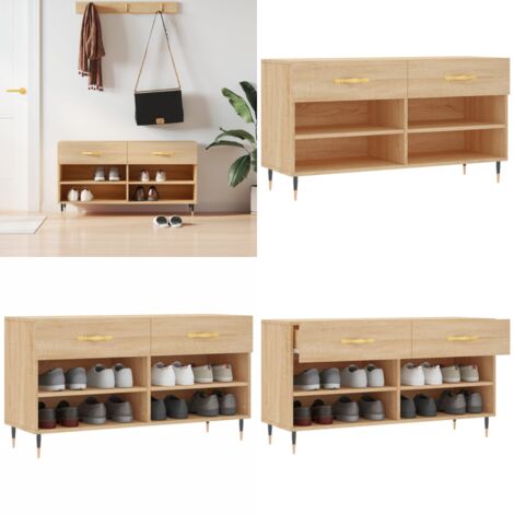 Panca Porta Scarpe Rovere Sonoma 102x35x55 cm Legno Multistrato - Ripostiglio scarpe - Mobile da interno