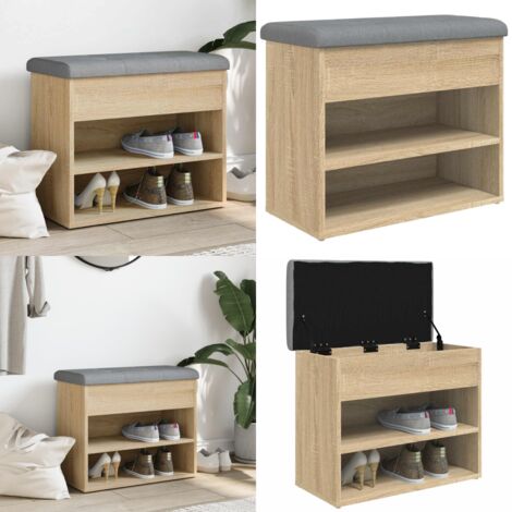Panca Porta Scarpe Rovere Sonoma 62x32x50 cm Legno Multistrato - Scarpiera - Panca da corridoio