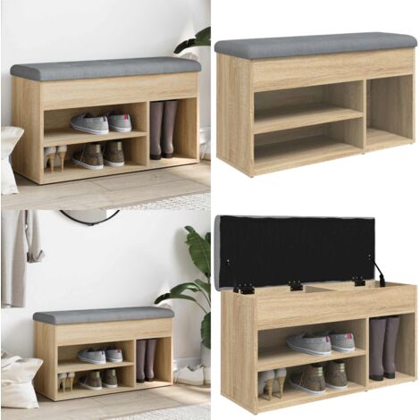 Panca Porta Scarpe Rovere Sonoma 82x32x45,5cm Legno Multistrato - Scarpiera - Panca da corridoio