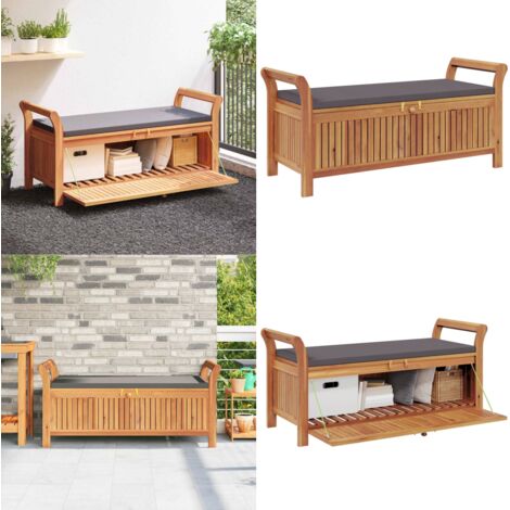 Panca Portaoggetti Giardino Cuscino 126cm Legno Massello Acacia - Panca portaoggetti - Panca in legno