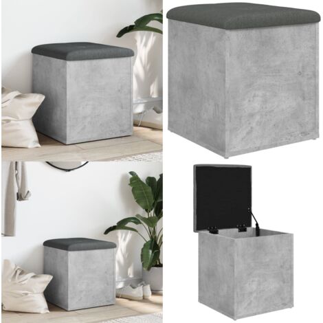 Panca Portaoggetti Grigio Cemento 42x42x45 cm Legno Multistrato - Panca portaoggetti - Panca in legno