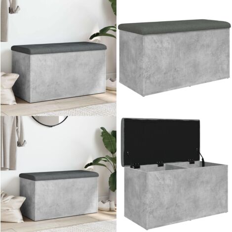 Panca Portaoggetti Grigio Cemento 82x42x45 cm Legno Multistrato - Panca portaoggetti - Panca in legno