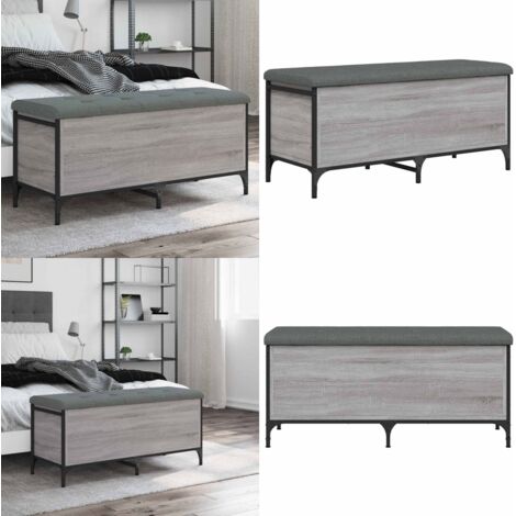 Panca Portaoggetti Grigio Sonoma 102x42x45 cm Legno Multistrato - Panca da corridoio - Panca in legno