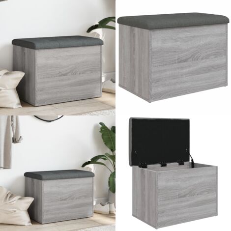 Panca Portaoggetti Grigio Sonoma 62x42x45 cm Legno Multistrato - Seduta con cuscino - Legno multistrato