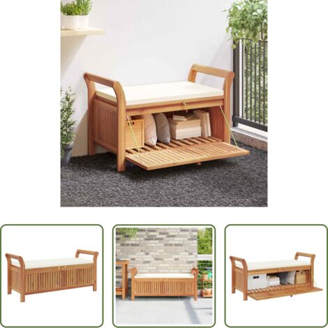 Panca portaoggetti - Panca Portaoggetti Giardino Cuscino 126cm Legno Massello Acacia
