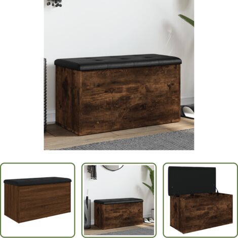 Panca portaoggetti -  Panca Portaoggetti Rovere Fumo 82x42x45 cm Legno Multistrato