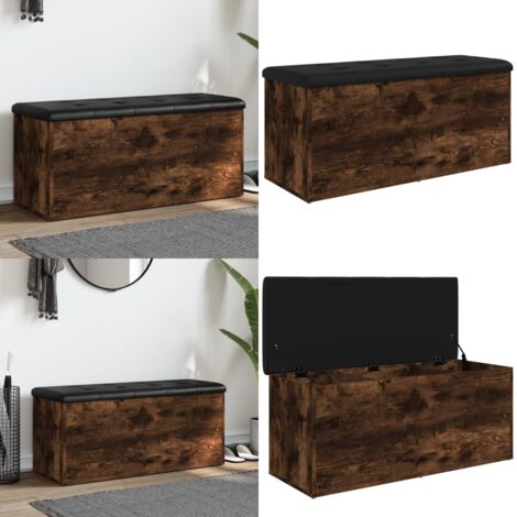 Panca Portaoggetti Rovere Fumo 102x42x45 cm Legno Multistrato - Panca da corridoio - Panca in legno