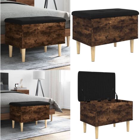 Panca Portaoggetti Rovere Fumo 62x42x46 cm Legno Multistrato - Panca portaoggetti - Panca in legno
