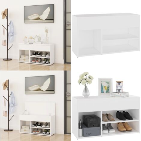 Panca Portascarpe Bianco 103x30x54,5 cm in Truciolato - Scarpiera - Scarpiera in truciolato