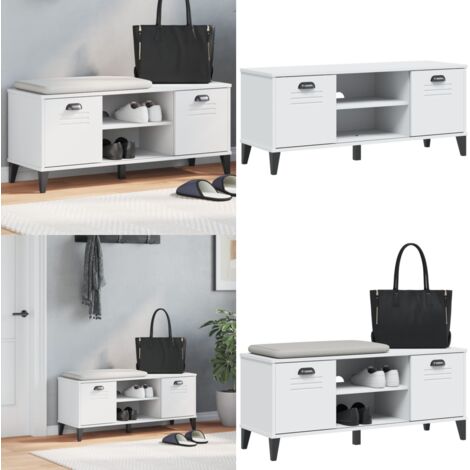 Panca Portascarpe VIKEN Bianca 106x35x45 cm Legno Multistrato - Mobile porta scarpe - Panca in legno