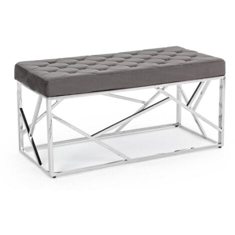 Panca Rayan in velluto grigio 97x44 cm
