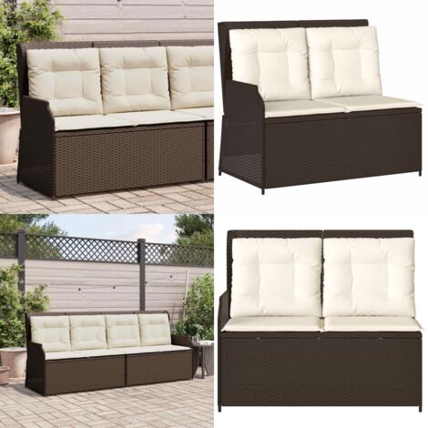 Panca Reclinabile da Giardino con Cuscini Marrone in Polyrattan - Seduta da giardino - Cuscini per panca